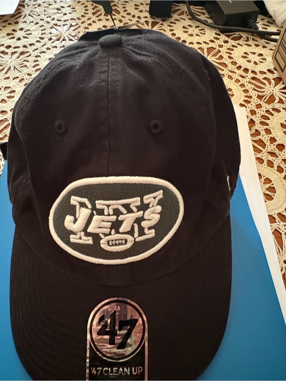47 New York Jets Black & White Clean Up Adjustable Hat